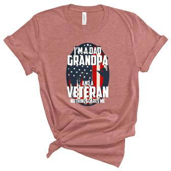 I Am A Dad Grandpa And A Veteran Nothing Scares Me Usa Graphic Design Printed Casual Daily Basic Unisex Crewneck Soft Tee - Thegiftio UK
