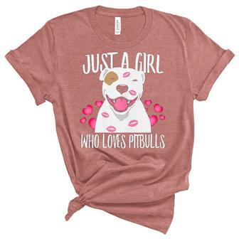 Just A Girl Who Loves Pit Bulls Dog Love R Dad Mom Boy Girl Women's Short Sleeve T-shirt Unisex Crewneck Soft Tee - Thegiftio UK