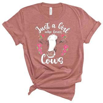 Kids Cow Just A Girl Who Loves Cows Cow Lovers Women's Short Sleeve T-shirt Unisex Crewneck Soft Tee - Thegiftio UK