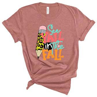Leopard See Yall In The Fall Testing Day Funny Teacher Graphic Design Printed Casual Daily Basic Unisex Crewneck Soft Tee - Thegiftio UK