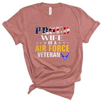 Proud Wife Of A Air Force Veteran American Flag Military Graphic Design Printed Casual Daily Basic Unisex Crewneck Soft Tee - Thegiftio UK