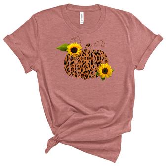 Leopard Pumpkin Sunflowers Autumn Fall Seasonal  Unisex Crewneck Soft Tee