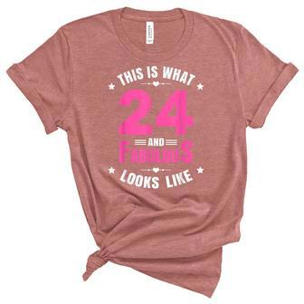 24 And Fabulous 24 Year Old Birthday Happy 24Th Birthday Unisex Crewneck Soft Tee - Seseable