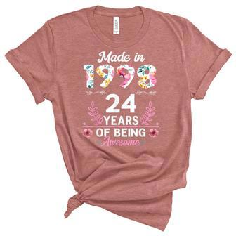 24 Years Old Gifts 24Th Birthday Born In 1998 Women Girls Unisex Crewneck Soft Tee - Seseable