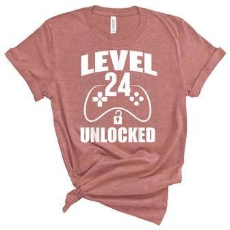 24Th Birthday Gaming Gamer 24 Years Old Bday Unisex Crewneck Soft Tee - Seseable