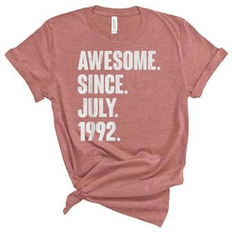 30 Year Old Gift 30Th Birthday Awesome Since July 1992 Unisex Crewneck Soft Tee - Seseable