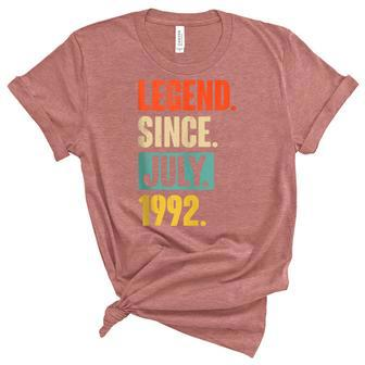 30 Years Old Gifts Legend Since July 1992 30Th Birthday Unisex Crewneck Soft Tee - Seseable