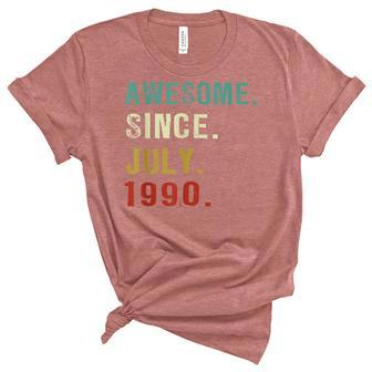 32 Years Old Awesome Since July 1990 32Nd Birthday Gifts Unisex Crewneck Soft Tee - Seseable