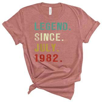 40 Years Old Legend Since July 1982 40Th Birthday Gifts Unisex Crewneck Soft Tee - Seseable