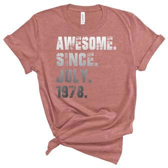 44 Year Old Awesome Since July 1978 Gifts 44Th Birthday Unisex Crewneck Soft Tee - Seseable