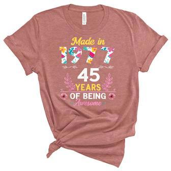 45 Years Old Gifts 45Th Birthday Born In 1977 Women Girls V3 Unisex Crewneck Soft Tee - Seseable