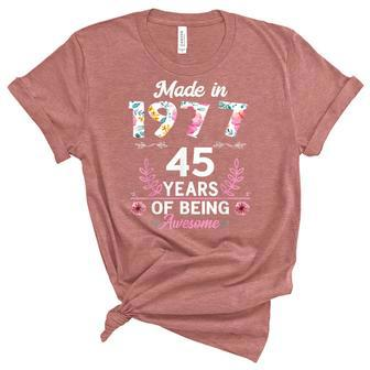 45 Years Old Gifts 45Th Birthday Born In 1977 Women Girls V4 Unisex Crewneck Soft Tee - Seseable