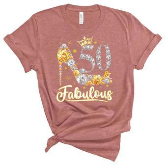 50 & Fabulous 50 Years Old 50Th Birthday Diamond Crown Shoes V2 Unisex Crewneck Soft Tee - Seseable
