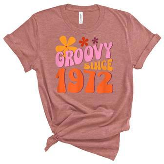 50Th Birthday Groovy Since 1972 Unisex Crewneck Soft Tee - Seseable