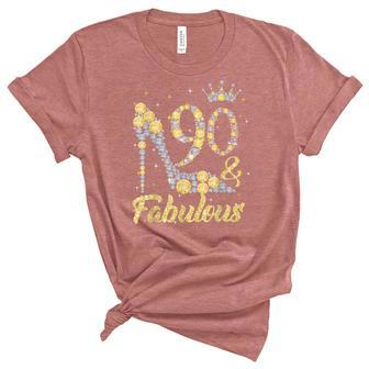 90 & Fabulous 90 Years Old 90Th Birthday Diamond Crown Shoes Unisex Crewneck Soft Tee - Seseable