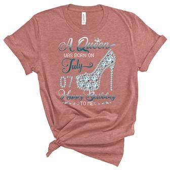 A Queen Was Born On July 07 Born In 07Th July Birthday Unisex Crewneck Soft Tee - Seseable