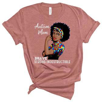 Autism Awareness Strong Mom Afro Mother Black Women Gift V3 Women's Short Sleeve T-shirt Unisex Crewneck Soft Tee - Thegiftio UK