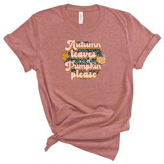 Autumn Leaves Pumpkin Please Leopard Plaid Fall Women's Short Sleeve T-shirt Unisex Crewneck Soft Tee - Seseable