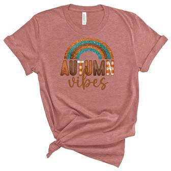 Autumn Vibes Fall Vibes Rainbow Women's Short Sleeve T-shirt Unisex Crewneck Soft Tee - Seseable
