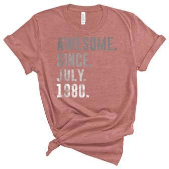 Awesome Since July 1980 42Nd Birthday Vintage 1980 Unisex Crewneck Soft Tee - Seseable