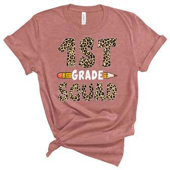 Back To School 1St Grade First Grade Squad Leopard Teacher Unisex Crewneck Soft Tee - Seseable