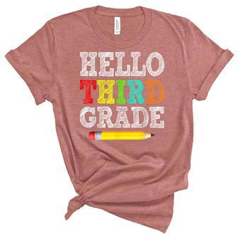 Back To School Hello 3Rd Grade Kids Teacher Student Unisex Crewneck Soft Tee - Seseable