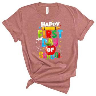 Back To School Teachers Kids Child Happy First Day Of School Unisex Crewneck Soft Tee - Seseable