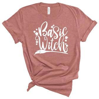 Basic Witch Witch Broom Halloween Funny Women Halloween Unisex Crewneck Soft Tee - Seseable