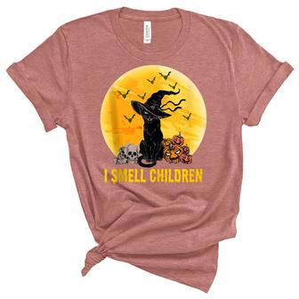 Black Cat Halloween I Smell Children Witch Witches Kitten Unisex Crewneck Soft Tee - Seseable