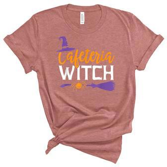 Cafeteria Witch Funny Lunch Lady Halloween School Teacher Unisex Crewneck Soft Tee - Seseable