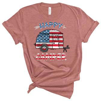 Camper Merica American Happy Pride Flag 4Th Of July Camping V2 Unisex Crewneck Soft Tee - Seseable