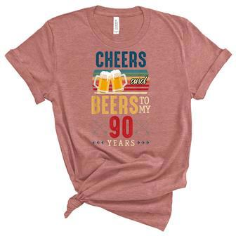 Cheers And Beers To My 90 Years 90Th Birthday Unisex Crewneck Soft Tee - Seseable