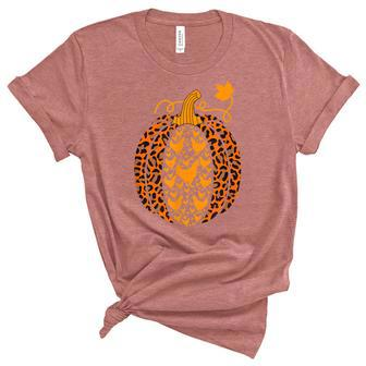 Chicken Pumpkin Leopard Print Halloween Costume Fall Autumn Unisex Crewneck Soft Tee - Seseable