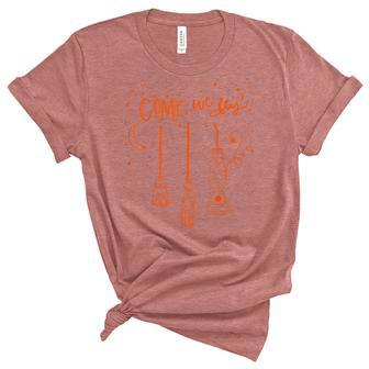 Come We Fly Basic Witch Broom Happy Halloween Unisex Crewneck Soft Tee - Seseable