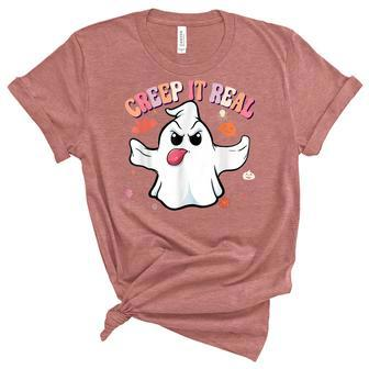 Creep It Real Ghost Kids Boys Girls Halloween Costume Women's Short Sleeve T-shirt Unisex Crewneck Soft Tee - Thegiftio UK