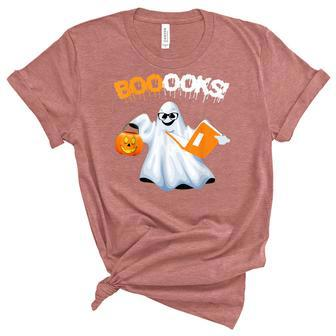 Cute Booooks Ghost Boo Read Books Library Teacher Halloween Women's Short Sleeve T-shirt Unisex Crewneck Soft Tee - Thegiftio UK