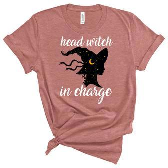 Funny Halloween Head Witch In Charge Unisex Crewneck Soft Tee - Seseable