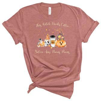 Funny Halloween Skull Witches Brew This Witch Needs Coffee Unisex Crewneck Soft Tee - Seseable