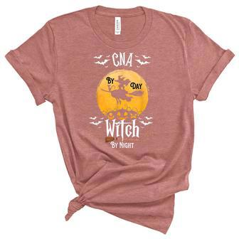 Funny Nursing Assistant Halloween Cna By Day Witch By Night Unisex Crewneck Soft Tee - Seseable