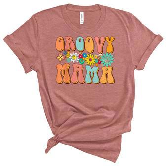 Funny Retro Groovy Birthday Family Matching Cute Groovy Mama Unisex Crewneck Soft Tee - Seseable