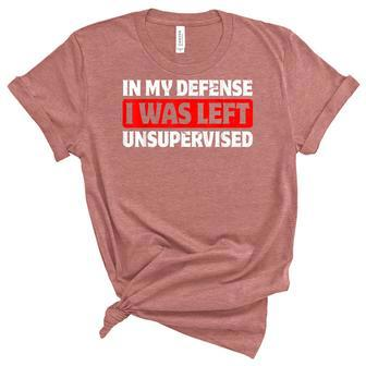 Funny Saying In My Defense I Was Left Unsupervised V2 Women's Short Sleeve T-shirt Unisex Crewneck Soft Tee - Thegiftio UK