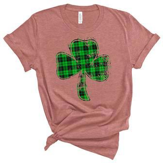 Green Buffalo Plaid Shamrock Lucky St Patricks Day Womens Women's Short Sleeve T-shirt Unisex Crewneck Soft Tee - Thegiftio UK
