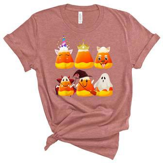 Halloween Candy Corn Ghosts Witch Costume Adult Kids Girls Unisex Crewneck Soft Tee - Seseable