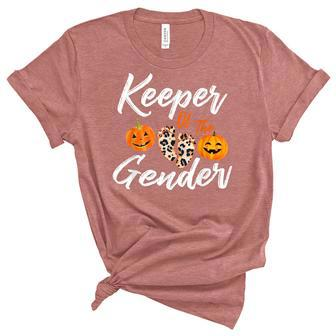 Halloween Keeper Of The Gender Reveal Pumpkin Party Leopard Unisex Crewneck Soft Tee - Seseable
