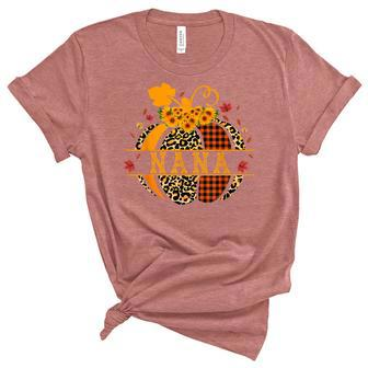 Halloween Nana Leopard Pumpkin Sunflower Grandma Buffalo Unisex Crewneck Soft Tee - Seseable
