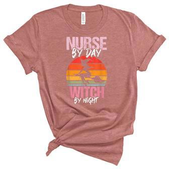 Halloween Nurse Costume Vintage Nurse By Day Witch By Night Unisex Crewneck Soft Tee - Seseable