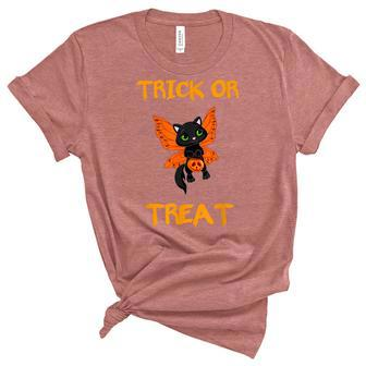 Halloween T Black Cat Candy Trick Or Treat Unisex Crewneck Soft Tee - Seseable
