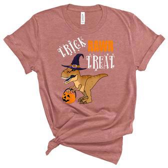 Halloween T Rex - Witch - Trick Or Treat - Trick Rawr Treat Unisex Crewneck Soft Tee - Seseable