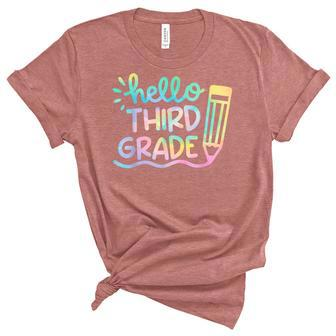 Hello 3Rd Grade Tie Dye Teachers Kids Back To School Funny Unisex Crewneck Soft Tee - Seseable