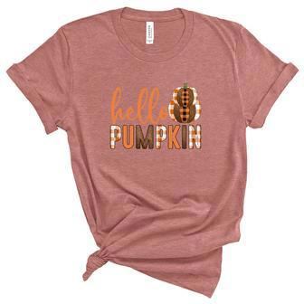 Hello Pumpkin Hello Fall V2 Women's Short Sleeve T-shirt Unisex Crewneck Soft Tee - Seseable